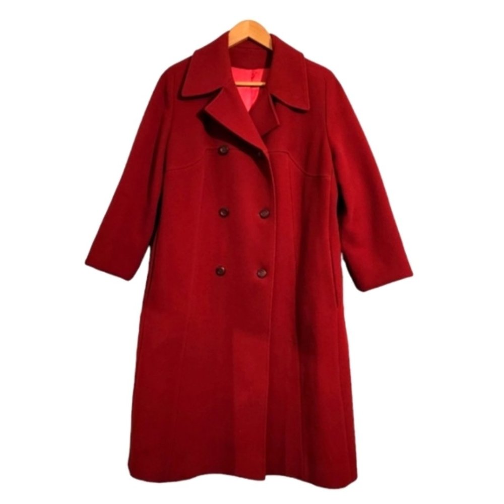 Vintage Eaton Red Wool Double Breasted Coat Fully Lined